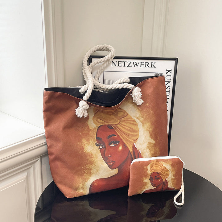 WoStylish Graphic Print Beach Tote Bag Bowlift