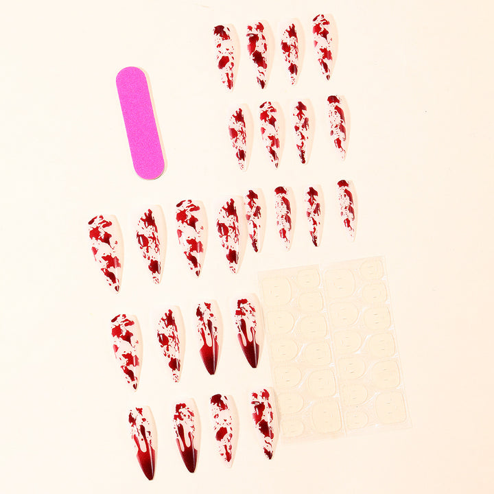 Gothic Blood Drip Stiletto Nail Art Extensions Bowlift