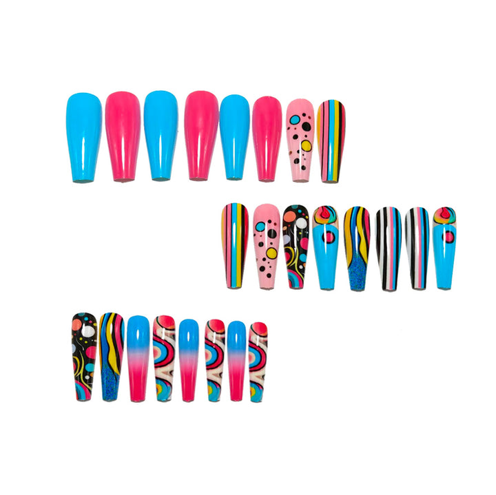 Artificial nails with Colorful Geometric Patterns Bowlift