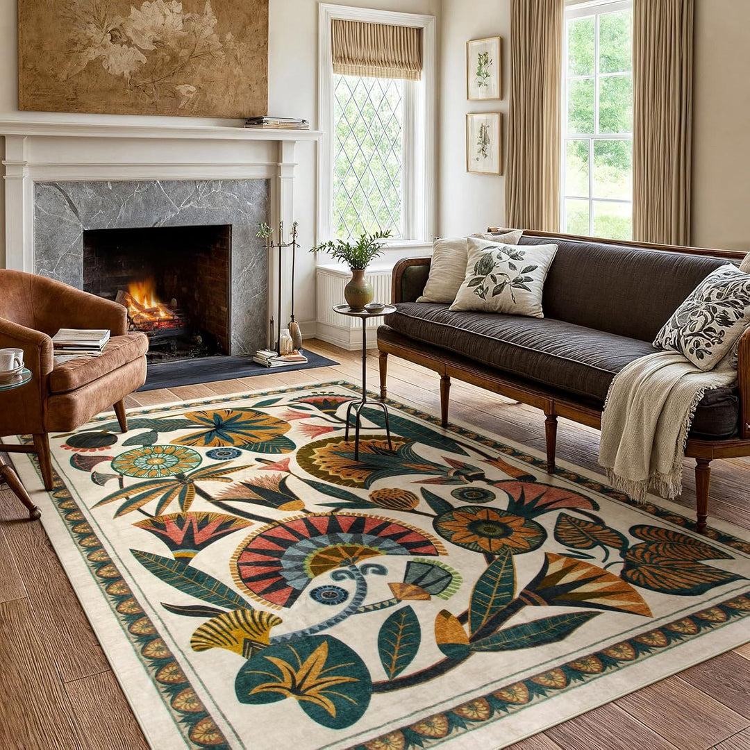 Floral Pattern Area Rug Bowlift