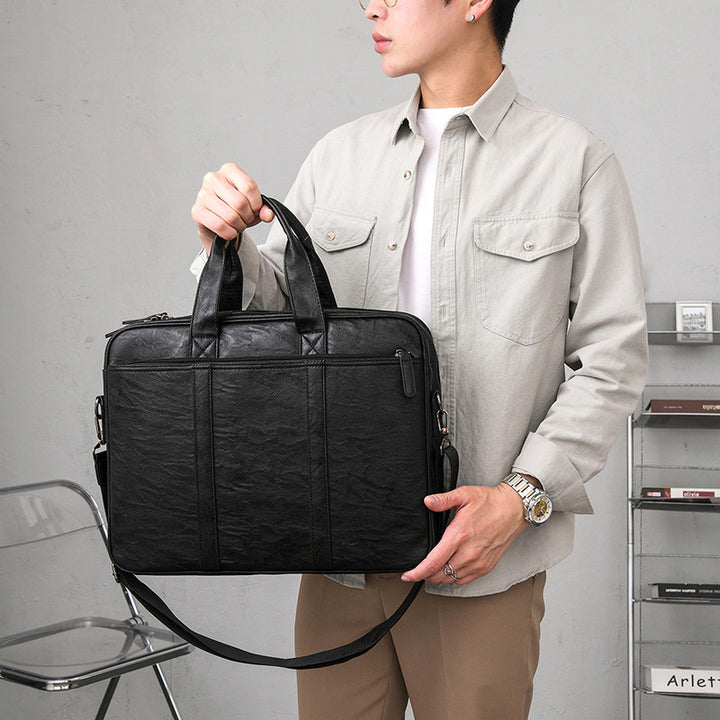 Premium Leather Business Briefcase Bowlift