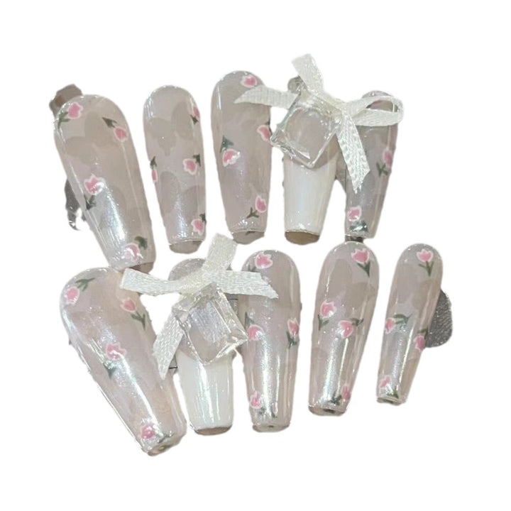 Floral Embellished Press-On Nails Bowlift