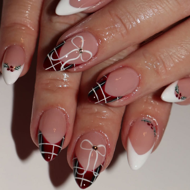 Decorative 3D Holiday-Themed Stiletto Nail Extensions Bowlift