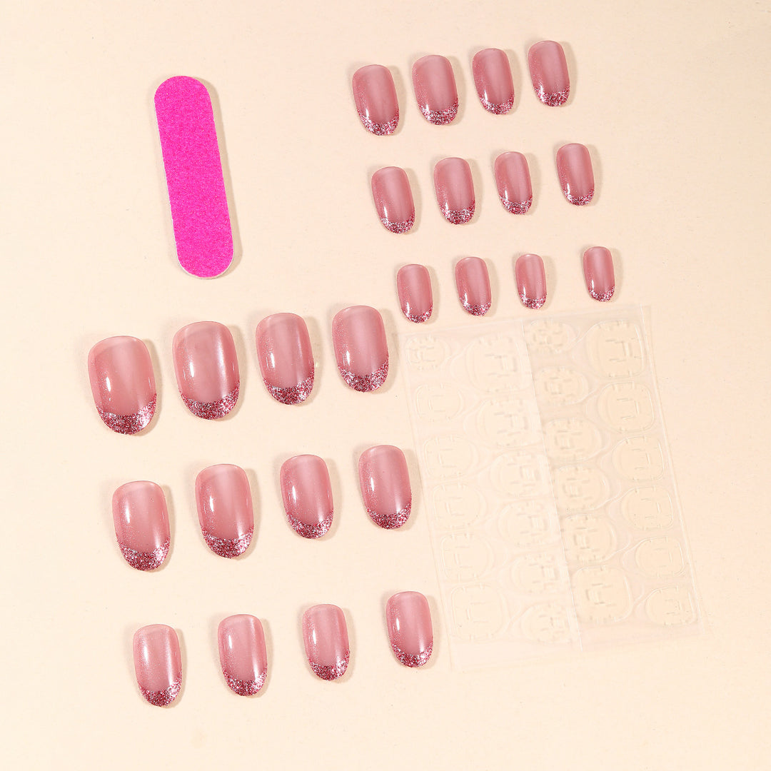 Glamorous Glitter French Tip Nail Art Bowlift