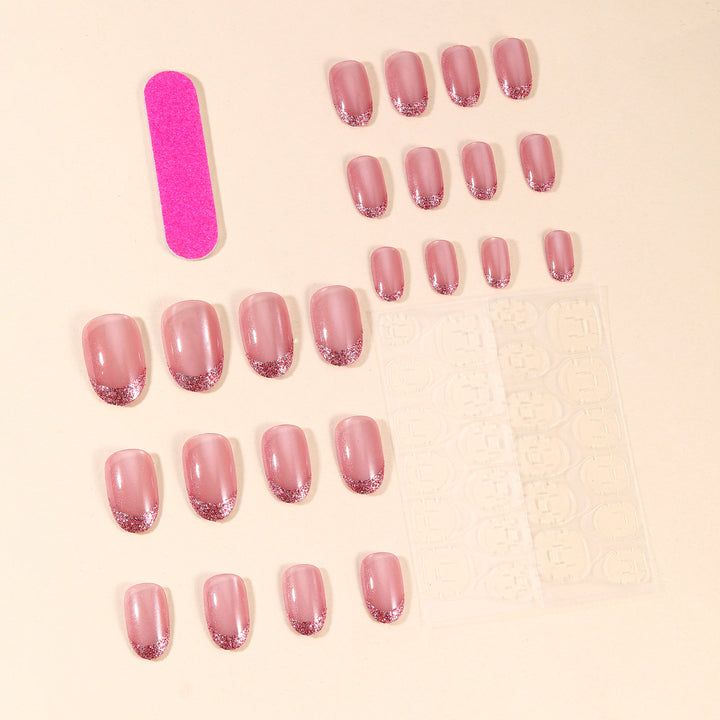 Glamorous Glitter French Tip Nail Art Bowlift