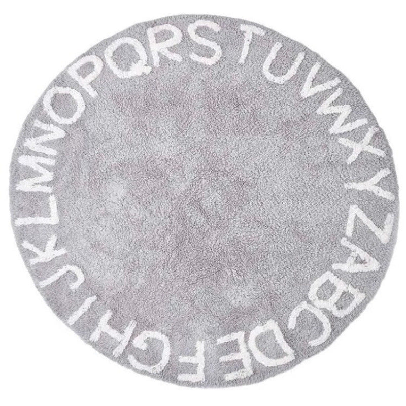 Round Alphabet Playroom Rug Soft Non-Slip Educational Floor Mat Bowlift