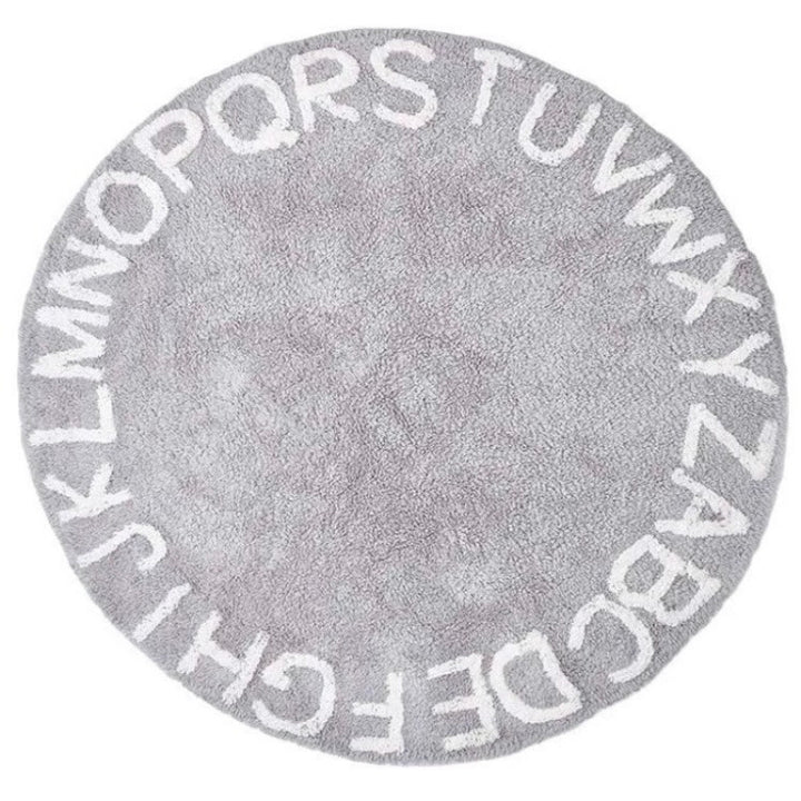 Round Alphabet Playroom Rug Soft Non-Slip Educational Floor Mat Bowlift