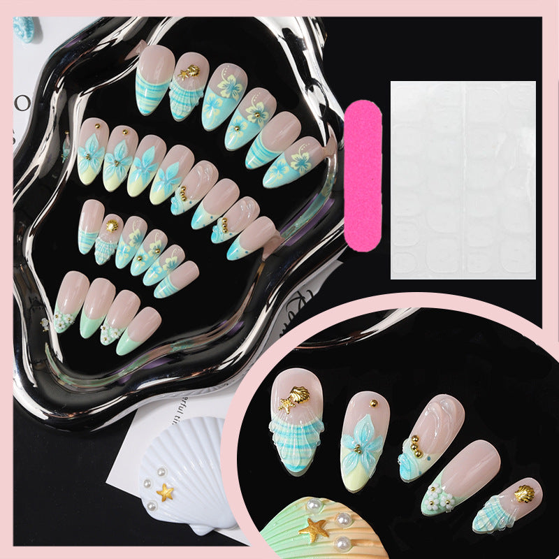 Artistic Tropical Floral Press-On Nail Set Bowlift