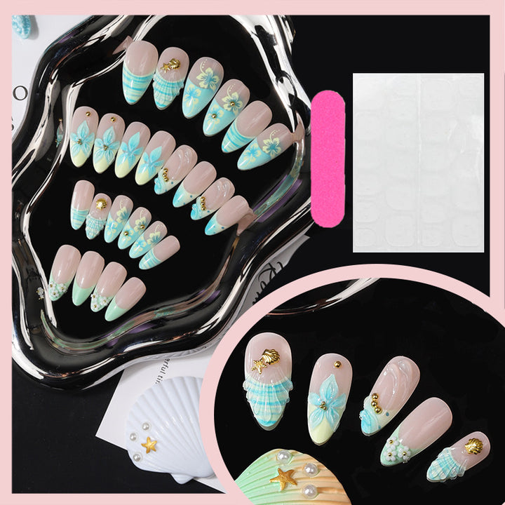 Artistic Tropical Floral Press-On Nail Set Bowlift