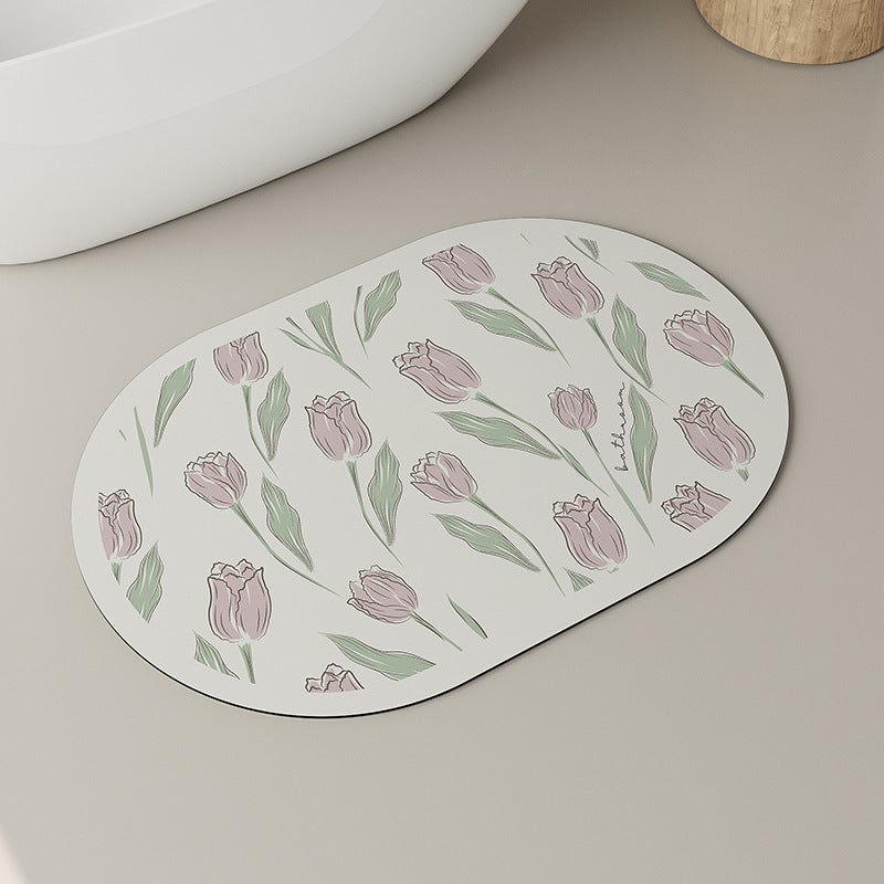 Floral Design Shower Mat Bowlift