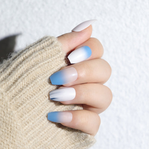 Ombre Matte Long Press-On Nails Bowlift