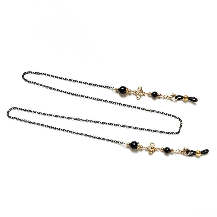 Filigree glasses chain holder with pearls and golden accents Bowlift