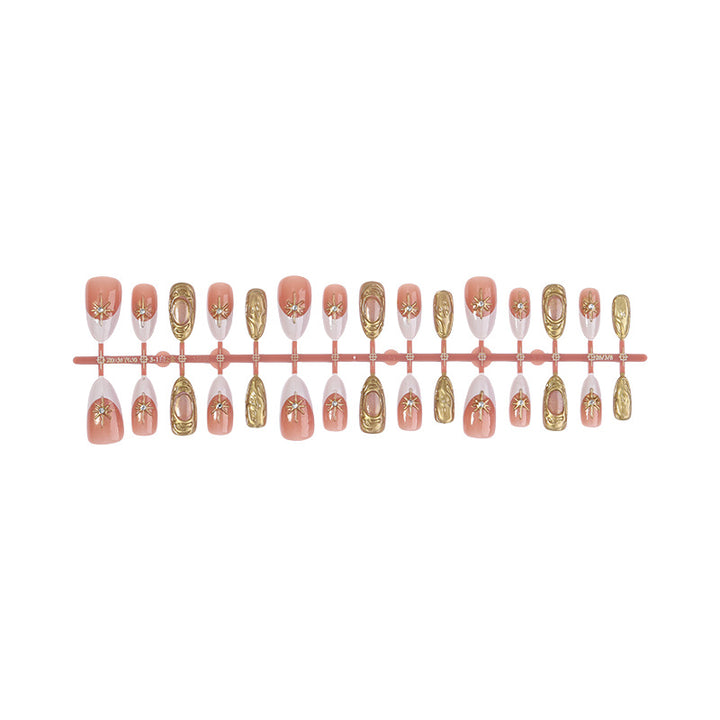 Premium Decorative Press-On Nail Set with Elegant Floral Accents Bowlift