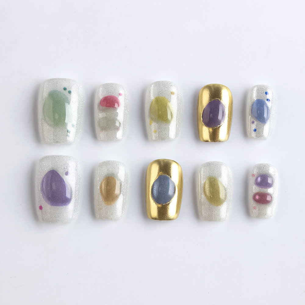 Artistic Stone-Inspired Press-On Nails Bowlift