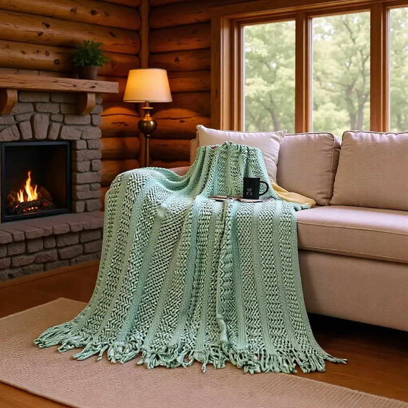 Textured Knit Throw Blanket Bowlift