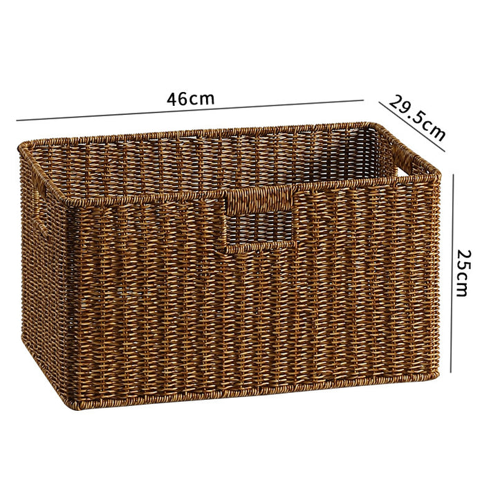 Handwoven Rectangular Storage Bin with Cutout Handles Bowlift