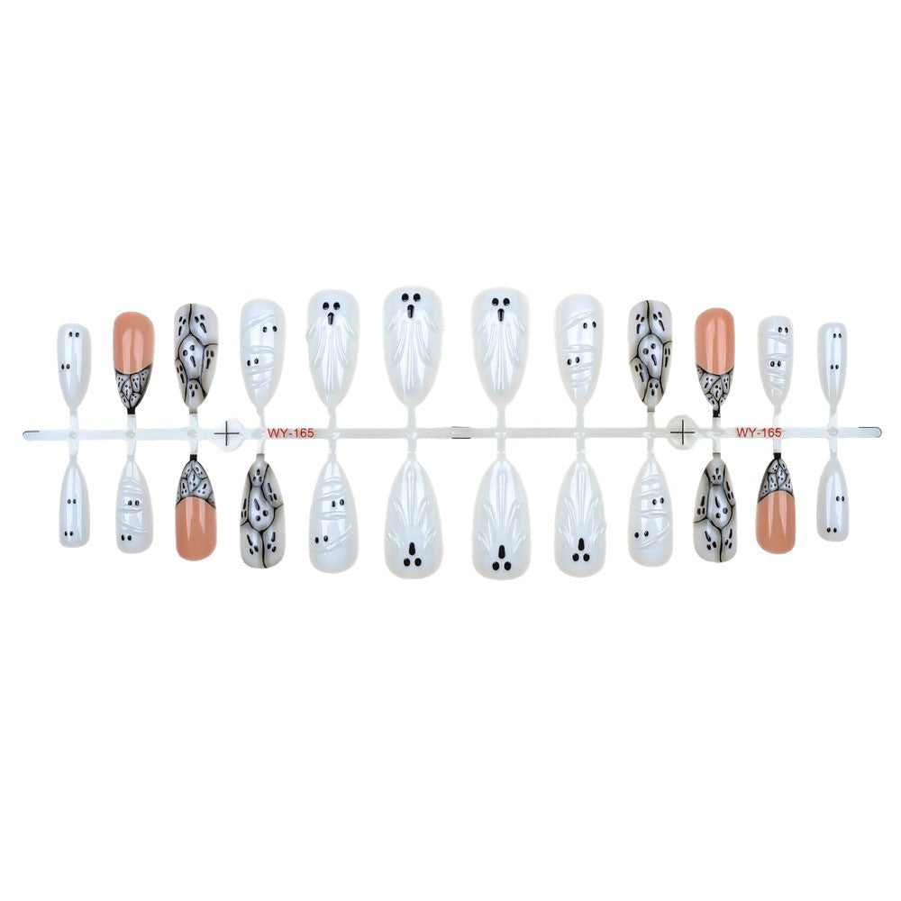 Artistic Ghost-Themed Press-On Nail Set Bowlift