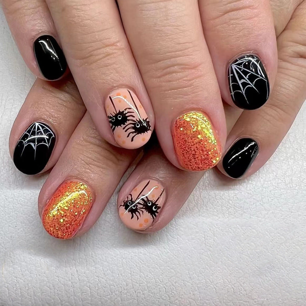 Halloween Themed Spider and Web Nail Art Bowlift