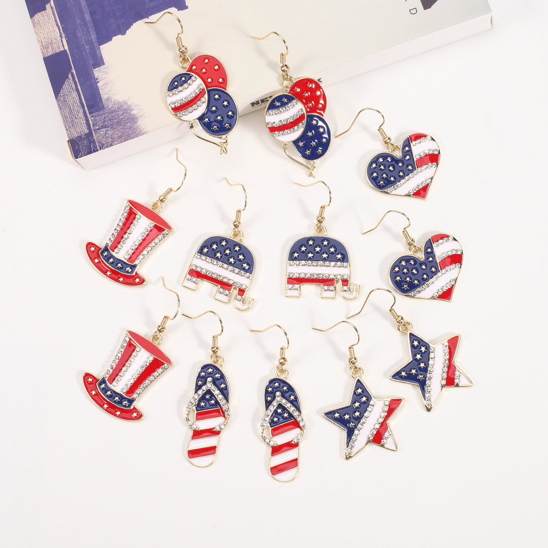 Women's filigree earrings in flag design with crystal stripes and enamel trim Bowlift
