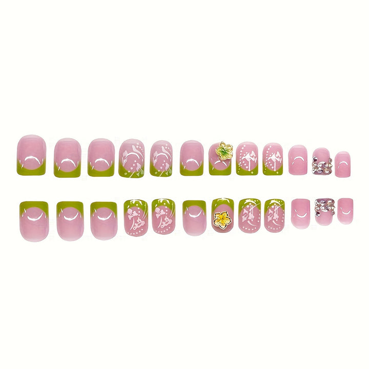 Artistic Floral Press-On Nail Set Bowlift