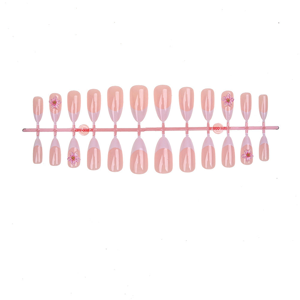 Elegant Floral Press-On Nail Set Bowlift