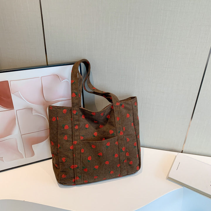 WoStylish Corduroy Shopping Tote Bowlift