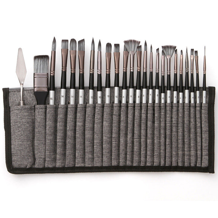Brush set 24-piece with roll-up case and palette knife | Bowlift