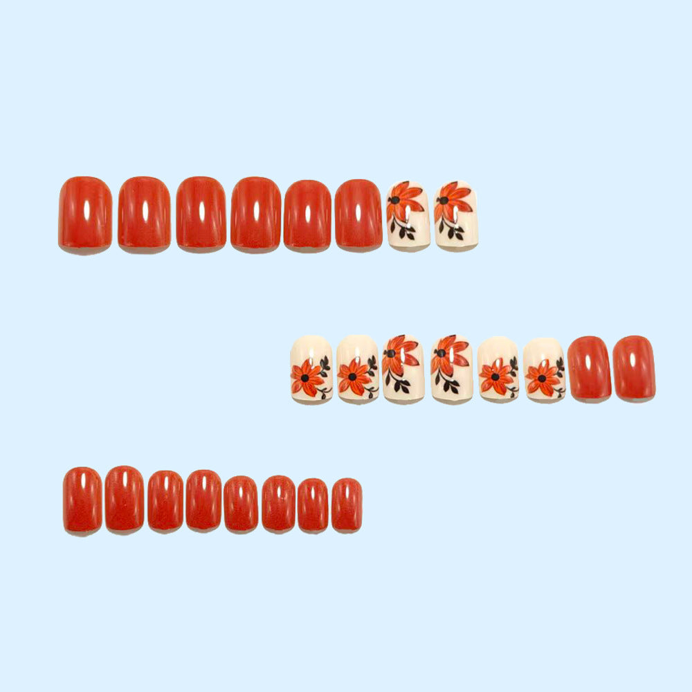 Artificial nails with floral autumn motifs Bowlift