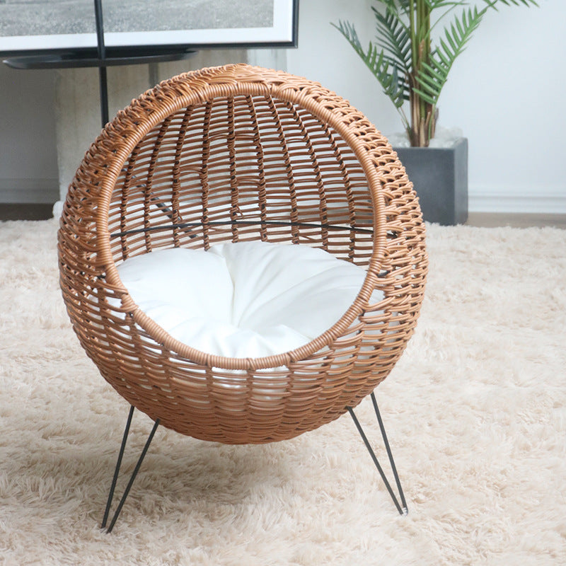 Cat Bed with Stylish Rattan Design Bowlift