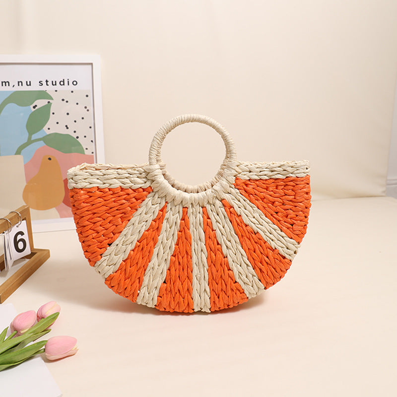 Handbag Made of Handwoven Bast with Base Structure Bowlift