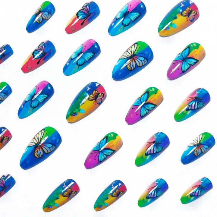 Artificial Nails in Colorful Butterfly Design Bowlift