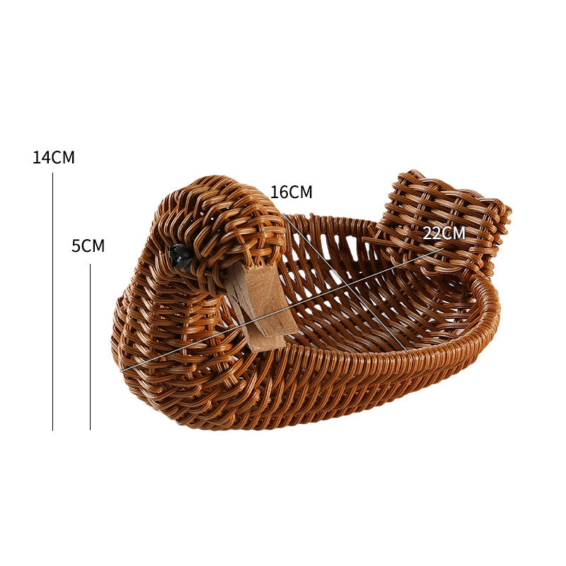 Decorative Woven Duck-Shaped Storage Basket Bowlift