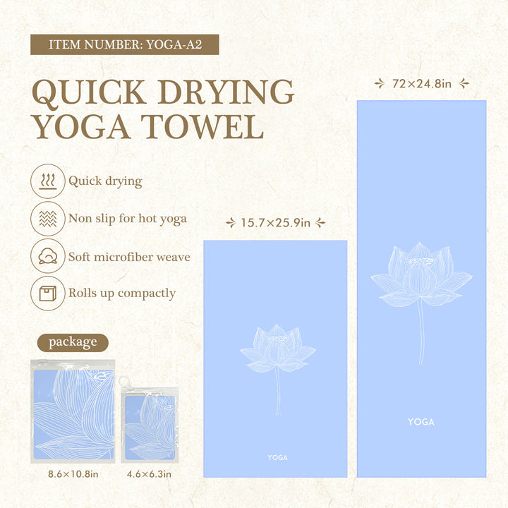 Quick-Drying Non-Slip Microfiber Yoga Towel with Mandala Grip Pattern Bowlift