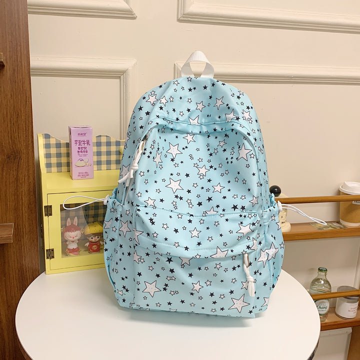 Starry Print Multi-Pocket Backpack Bowlift