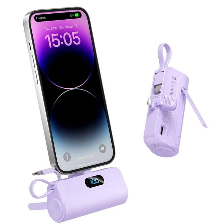 Compact power bank with integrated LED light Bowlift
