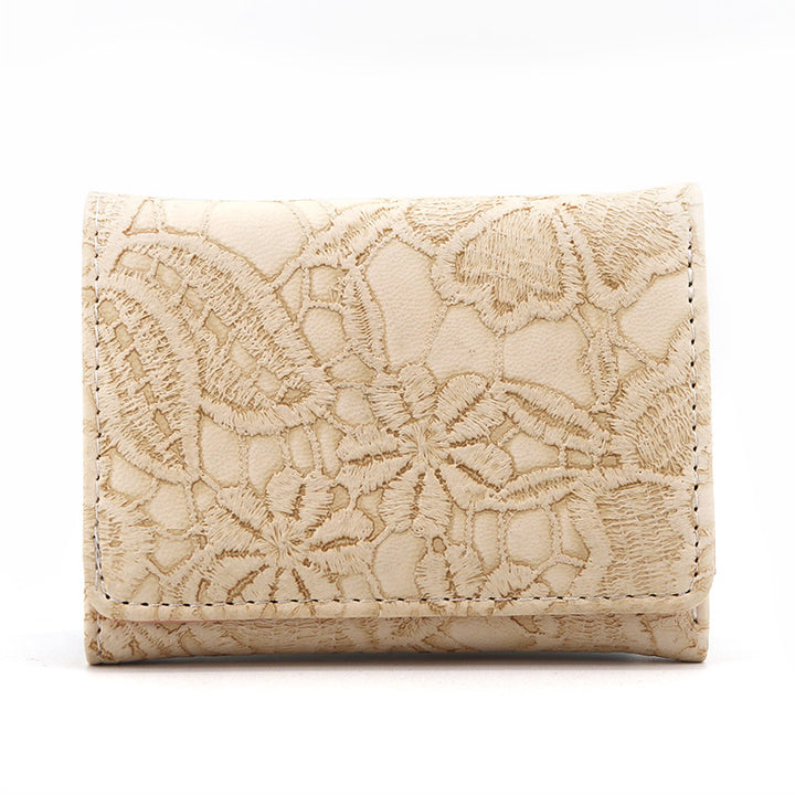 Floral Embossed Leather Coin Wallet