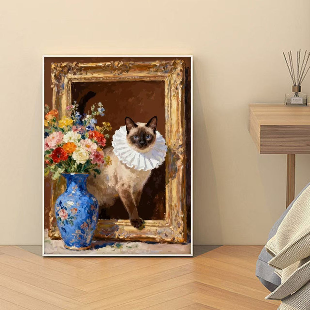 Decorative Cat-Themed Art Print Bowlift