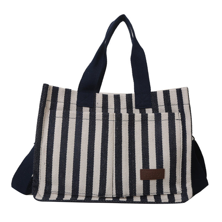 Stylish Striped Canvas Tote Bag