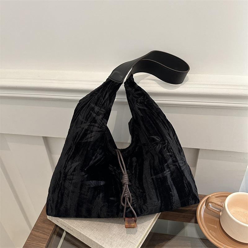 Versatile Velvet Shoulder Bag Bowlift