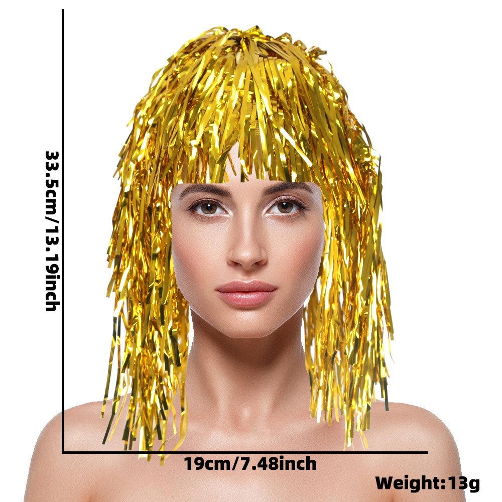 Women's nan metallic foil fringe hula skirt with elastic waistband party costume Bowlift