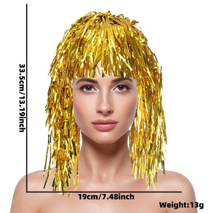 Women's nan metallic foil fringe hula skirt with elastic waistband party costume Bowlift