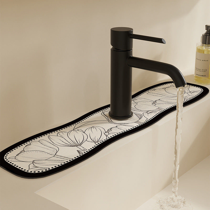 Decorative Semi-Circle Sink Faucet Splash Mat Bowlift