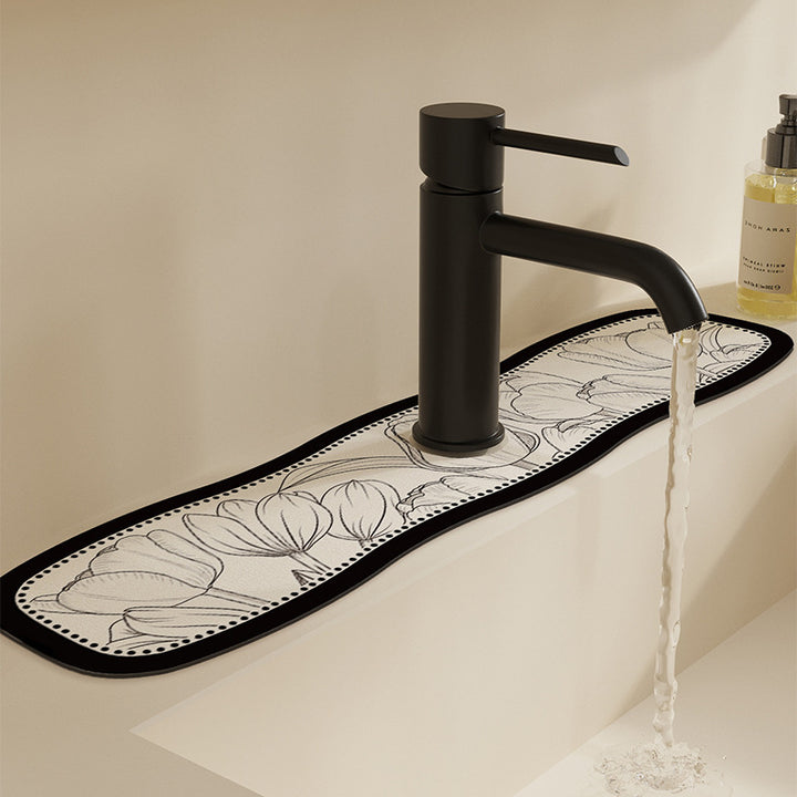 Decorative Semi-Circle Sink Faucet Splash Mat Bowlift