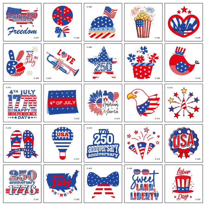 Unisex nan patriotic Party Sticker Collection with USA motifs on matte vinyl Bowlift