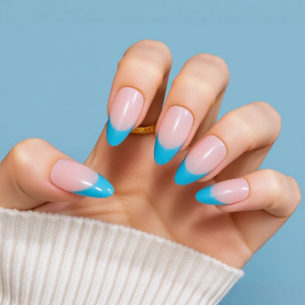 Elegant French Manicure Artificial Nails Bowlift