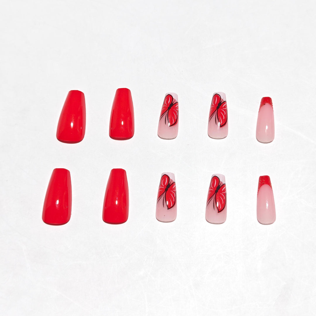 Artistic Butterfly Press-On Nail Art Bowlift