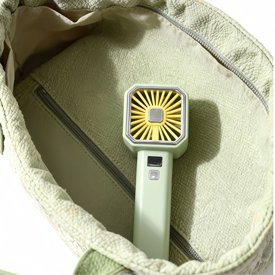 Women's Portable Handheld Fan with LCD Display and USB Charging Function Bowlift