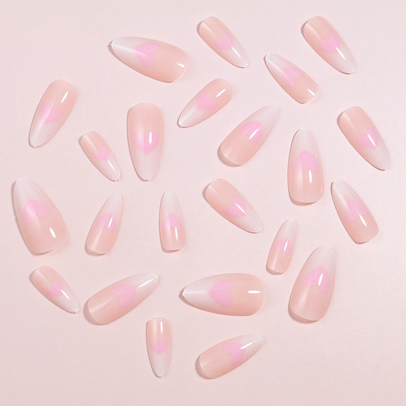 Heart-Accent Press-On Nail Set Bowlift