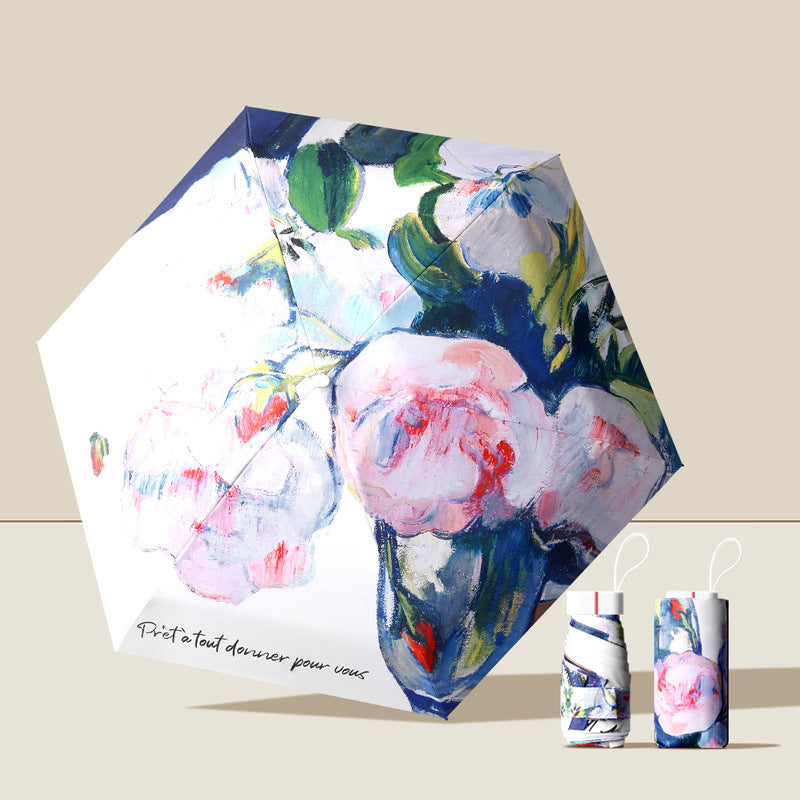 Women's folding umbrella with floral accents Bowlift