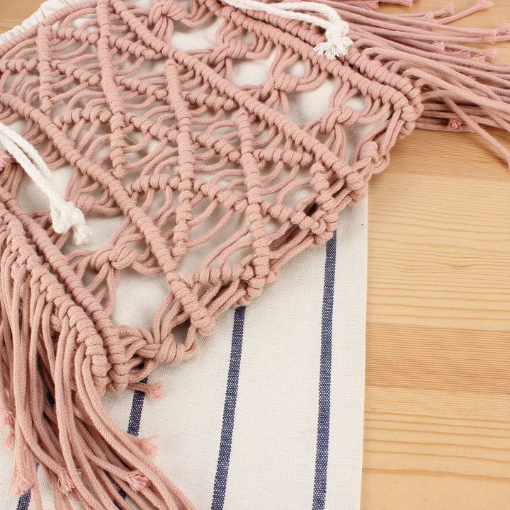 Handbag with Artistic Macramé Design Bowlift 1784182970